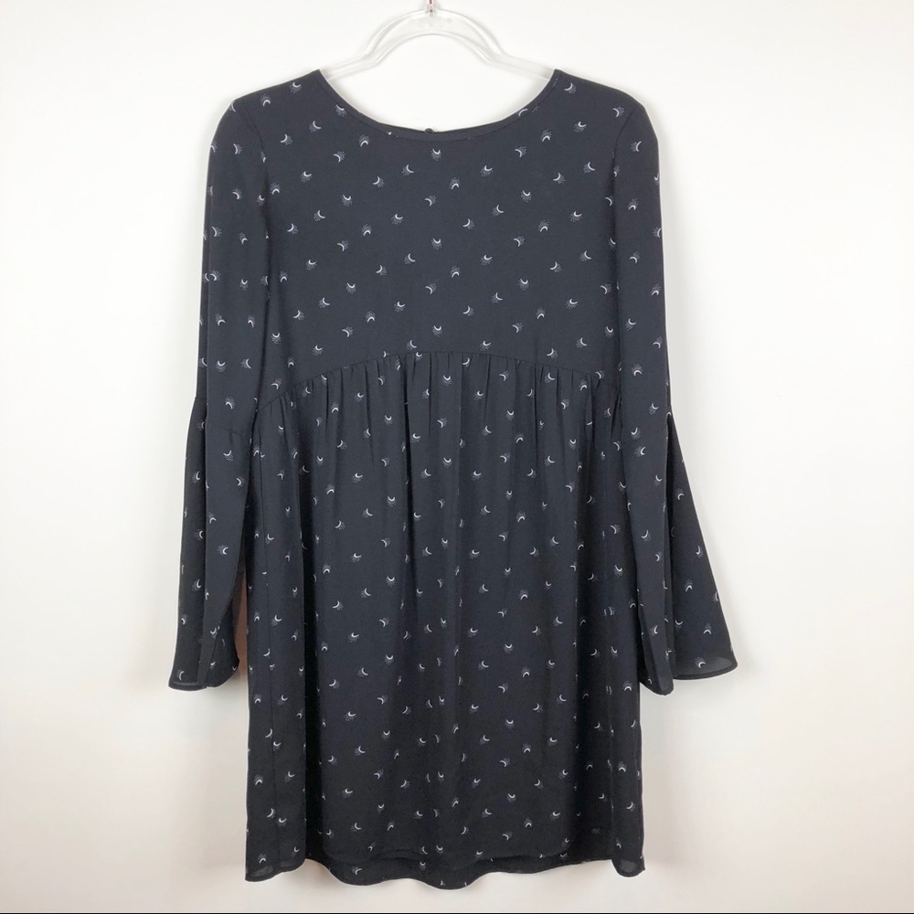 Loft Moon Print Festival Bell Sleeve Dress XS